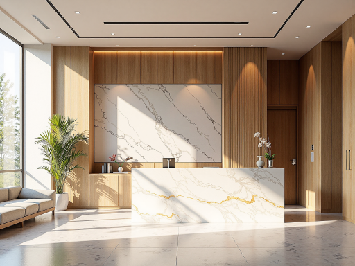 公司前台接待区，温馨舒适的环境，工作人员正在接待客户，现代化办公设施